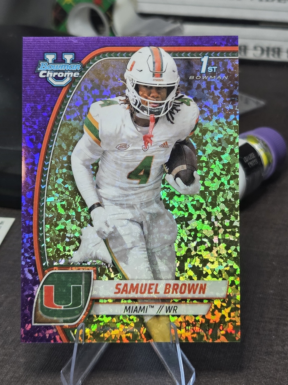 Samuel Brown Miami Hurricanes Bowman Chrome Football Card - Green / White